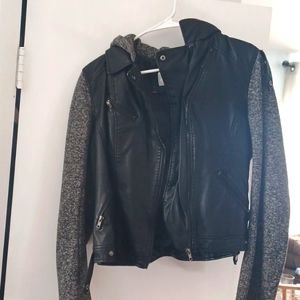 Faux leather bomber jacket